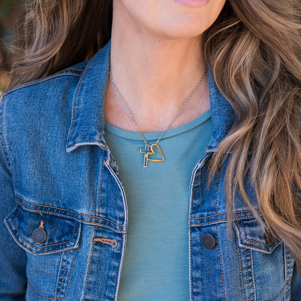 Open Heart Cross Necklace